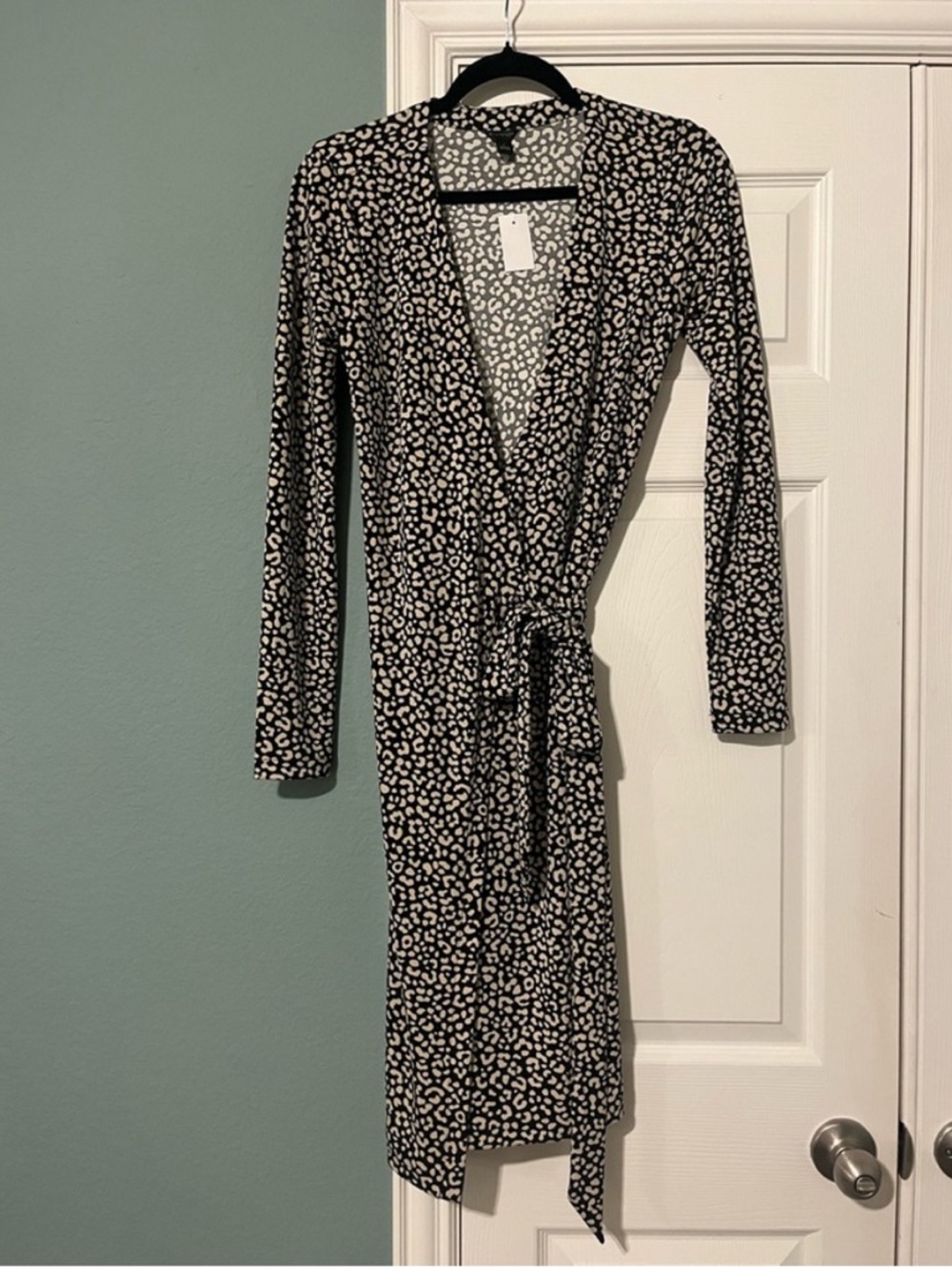 Ann Taylor Black and White Animal-Print Wrap Dress